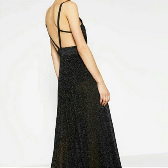 Zara limited Edition Women’s Italian Knit Metallic Maxi Dress - Picture 3 of 11